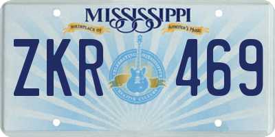 MS license plate ZKR469