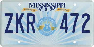MS license plate ZKR472