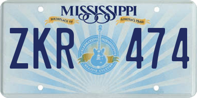MS license plate ZKR474