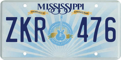 MS license plate ZKR476