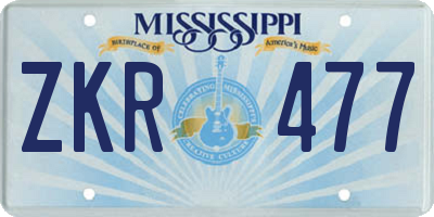 MS license plate ZKR477