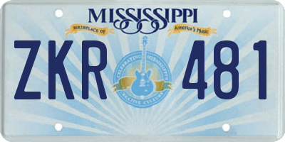 MS license plate ZKR481