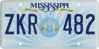 MS license plate ZKR482