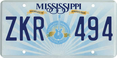 MS license plate ZKR494
