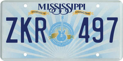 MS license plate ZKR497