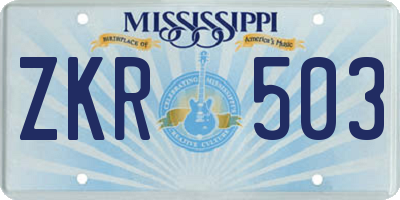 MS license plate ZKR503