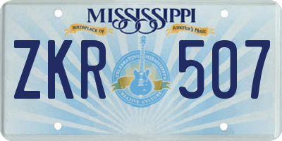 MS license plate ZKR507