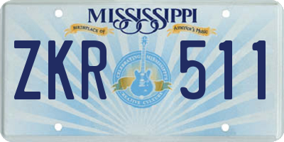 MS license plate ZKR511