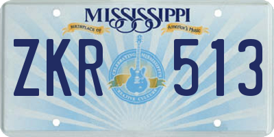 MS license plate ZKR513