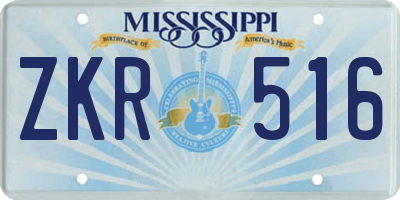 MS license plate ZKR516
