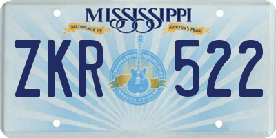 MS license plate ZKR522