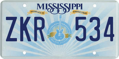 MS license plate ZKR534