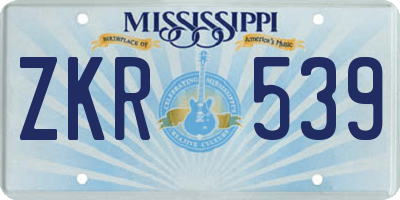 MS license plate ZKR539