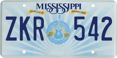 MS license plate ZKR542