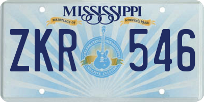 MS license plate ZKR546