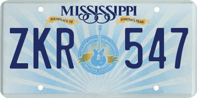 MS license plate ZKR547