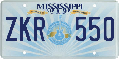 MS license plate ZKR550