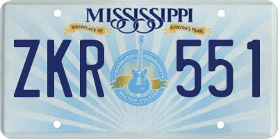 MS license plate ZKR551