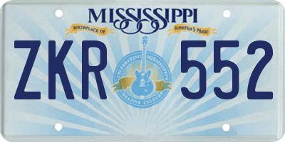 MS license plate ZKR552