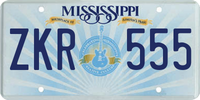 MS license plate ZKR555