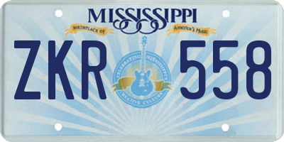MS license plate ZKR558