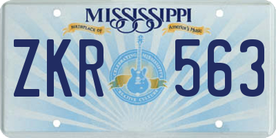 MS license plate ZKR563