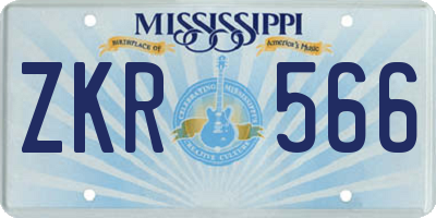 MS license plate ZKR566