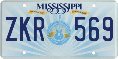 MS license plate ZKR569
