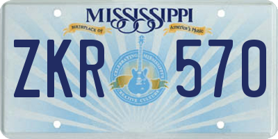 MS license plate ZKR570