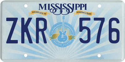 MS license plate ZKR576