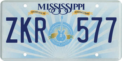 MS license plate ZKR577