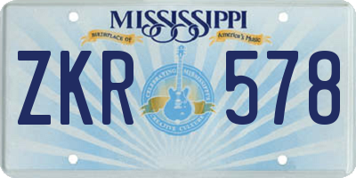 MS license plate ZKR578