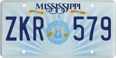 MS license plate ZKR579