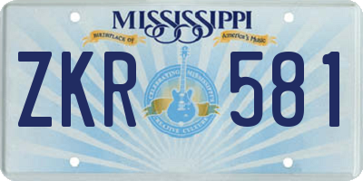 MS license plate ZKR581