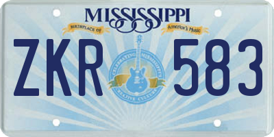 MS license plate ZKR583