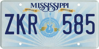 MS license plate ZKR585