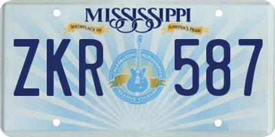 MS license plate ZKR587