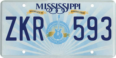 MS license plate ZKR593