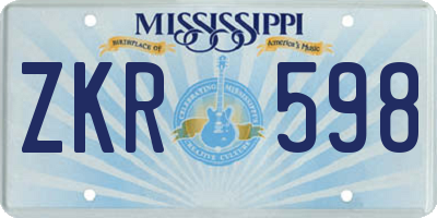 MS license plate ZKR598
