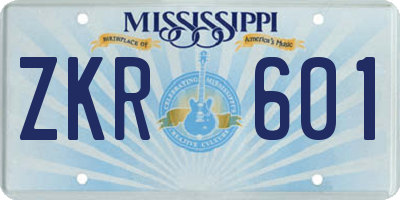 MS license plate ZKR601