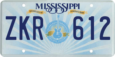 MS license plate ZKR612