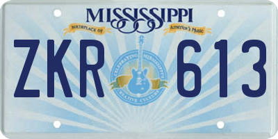 MS license plate ZKR613