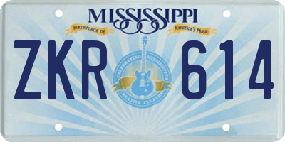 MS license plate ZKR614