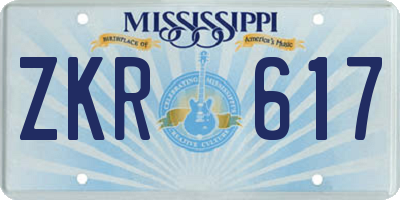 MS license plate ZKR617