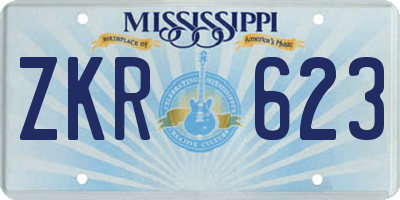 MS license plate ZKR623