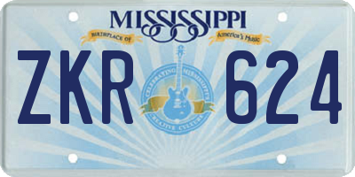 MS license plate ZKR624