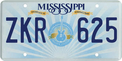 MS license plate ZKR625