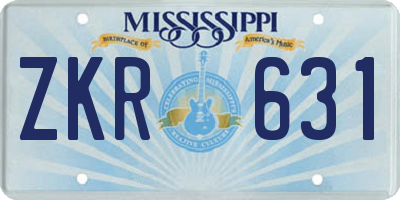 MS license plate ZKR631