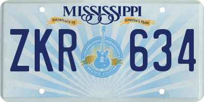 MS license plate ZKR634