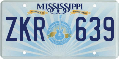 MS license plate ZKR639
